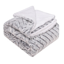 Luxury  Blanket Wholesale 100% Polyester  Fake Fur  Sherpa Throw Blanket